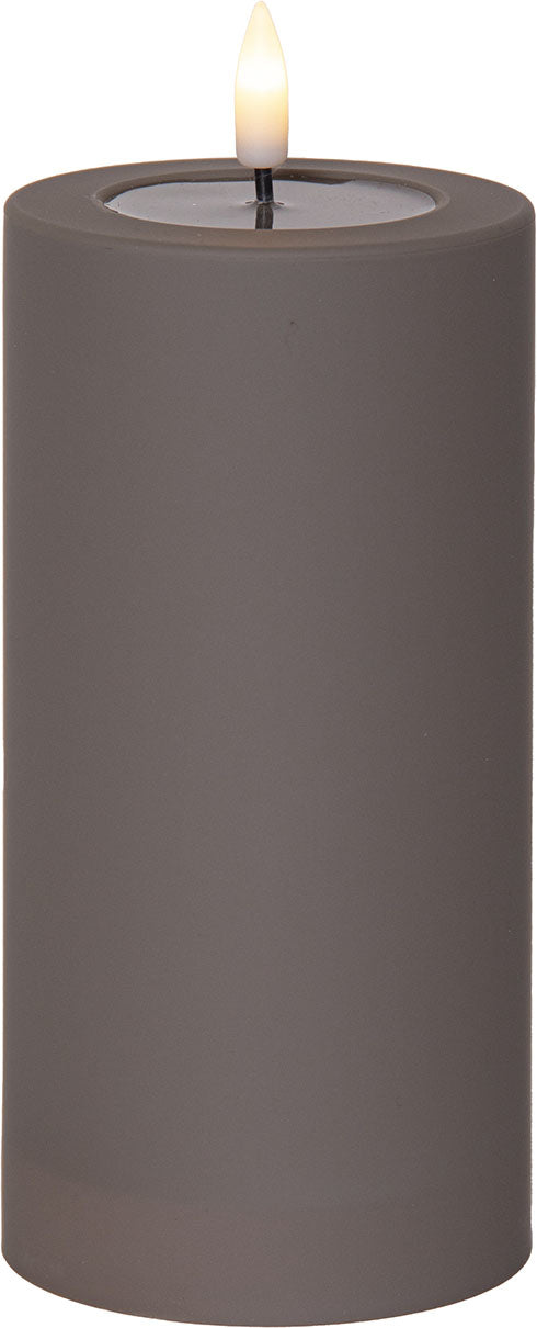 Star Trading LED-Kerze – Ø 7,5 × 17,5 cm, 0,01 W, Warmweiss, Braun, Timer, flackernd, batteriebetrieben (AA)