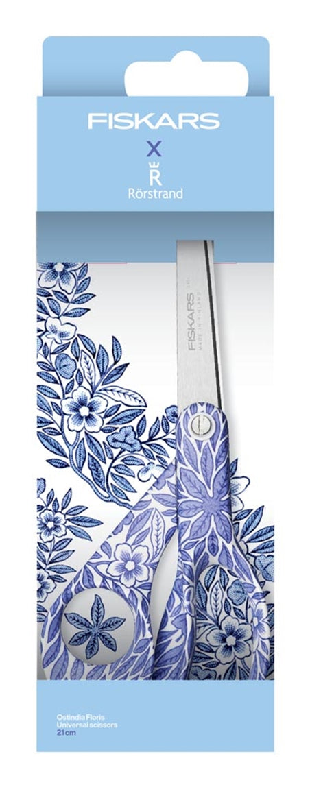 Fiskars Universalschere OstindiFloris – 21 cm, Edelstahl, für Rechts- und Linkshänder, Hellblau