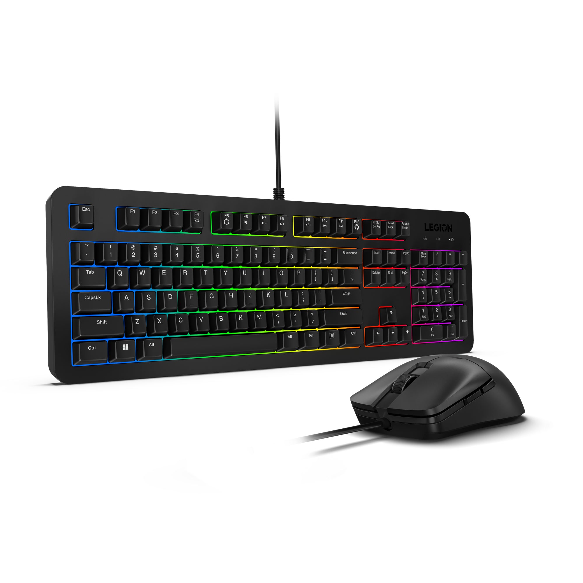 Lenovo Tastatur-Maus-Set – Membran – kabelgebunden (USB) – QWERTY (US-INT) – RGB – schwarz