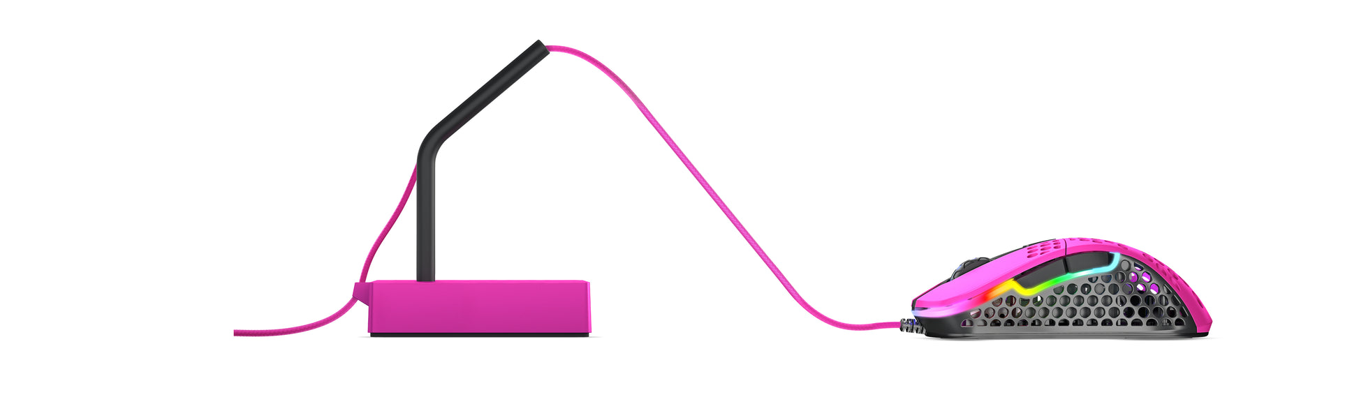 CHERRY XTRFY Kabelhalter – höhenverstellbar, Metall/Gummi/Silikon, Pink, 80 × 130 × 80 mm, 1 Stück