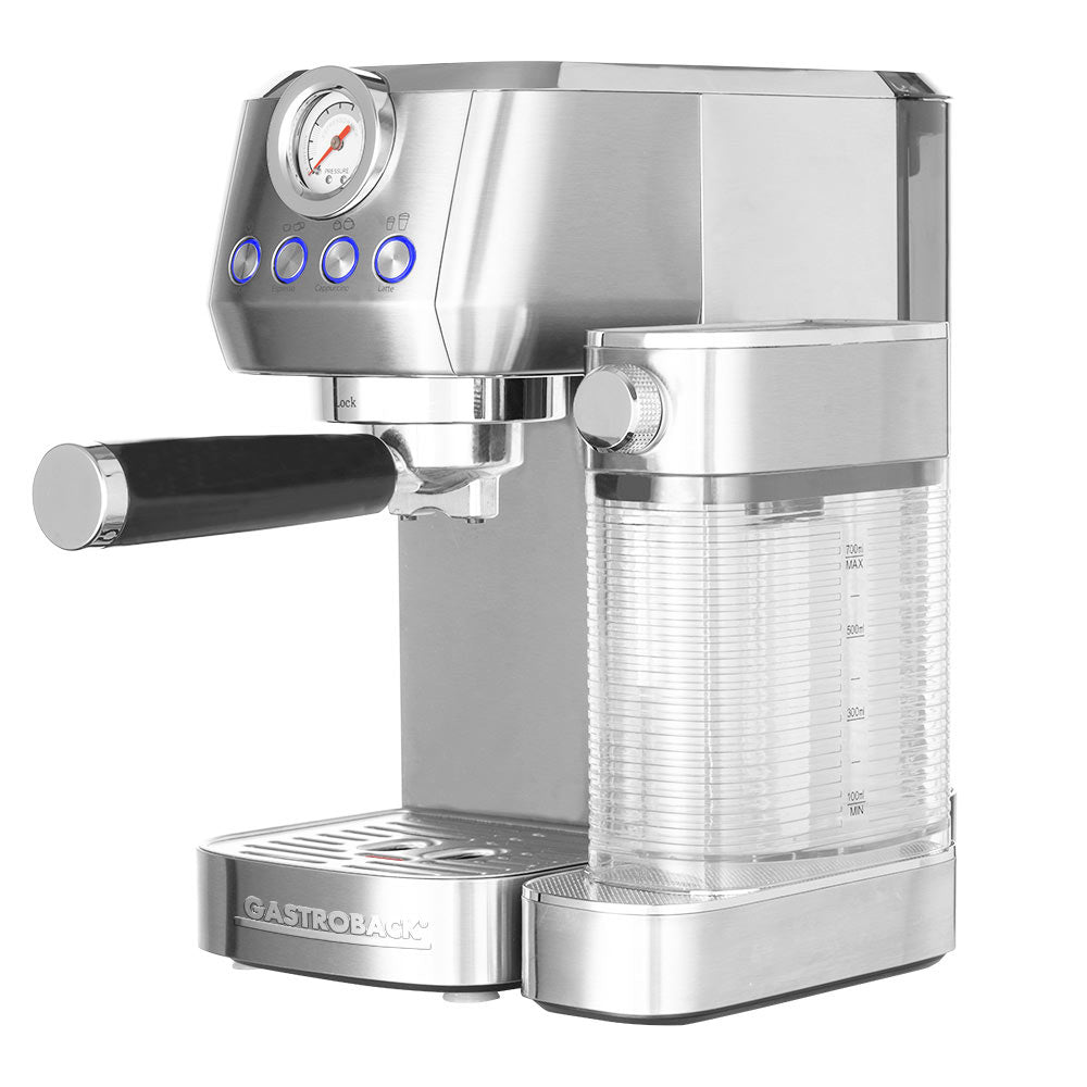Gastroback Piccolo Pro M Espressomaschine (Siebträger) – für E.S.E., 20 bar, 1,3 l Wassertank, 0,7 l Milchtank