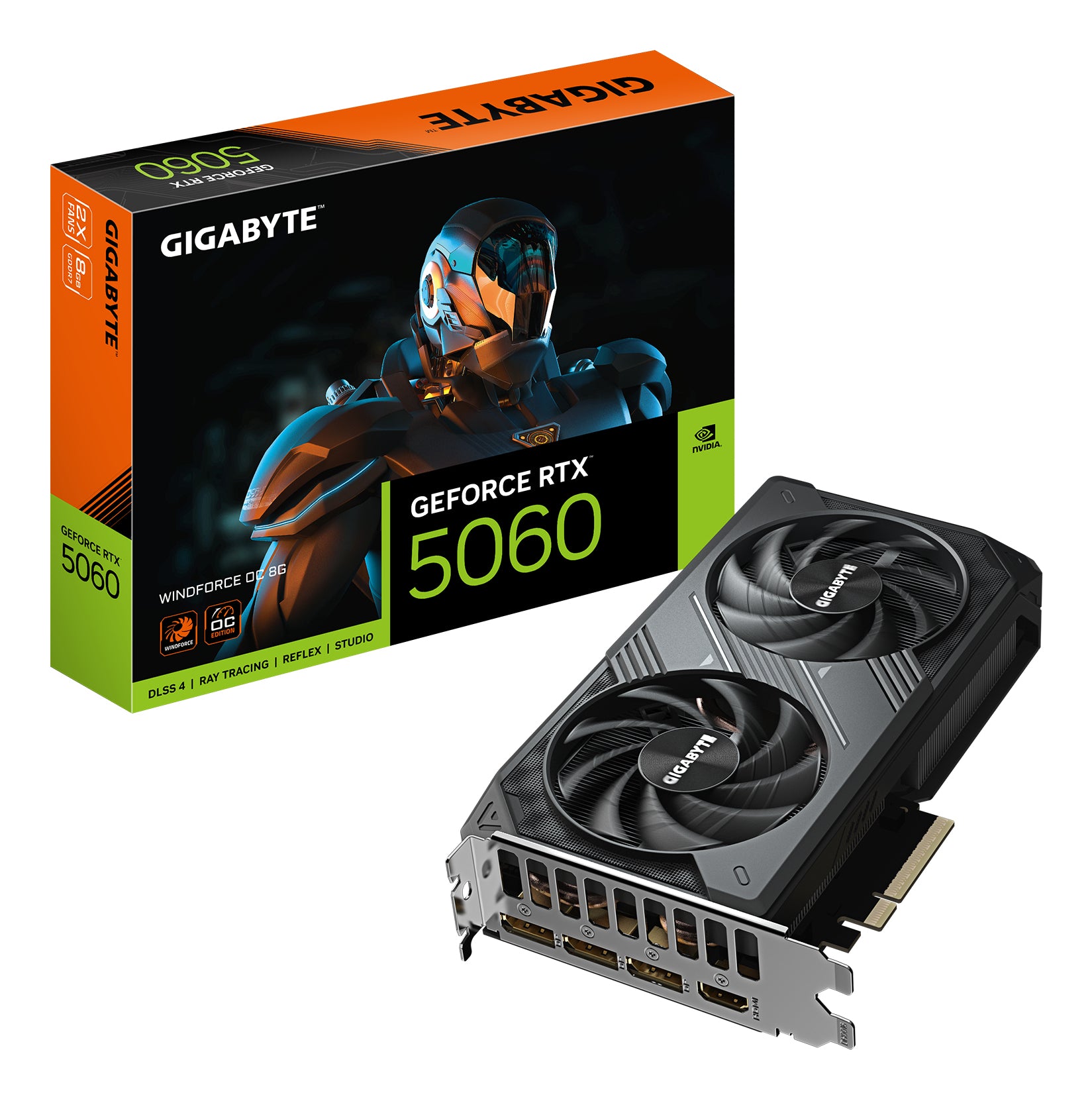GIGABYTE GV-N5060WF2OC-8GD – PCIe Grafikkarte – 3×DisplayPort, 1×HDMI, PCIe 5.0, 8 GB GDDR7, 109 W TDP