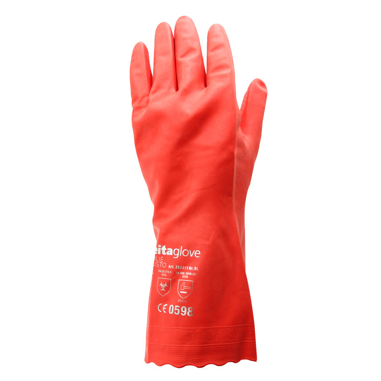 Weita Arbeitshandschuhe – XL, 1 Paar – PVC, Rot, Hohe Manschette 30,5 cm, chemikalienbeständig