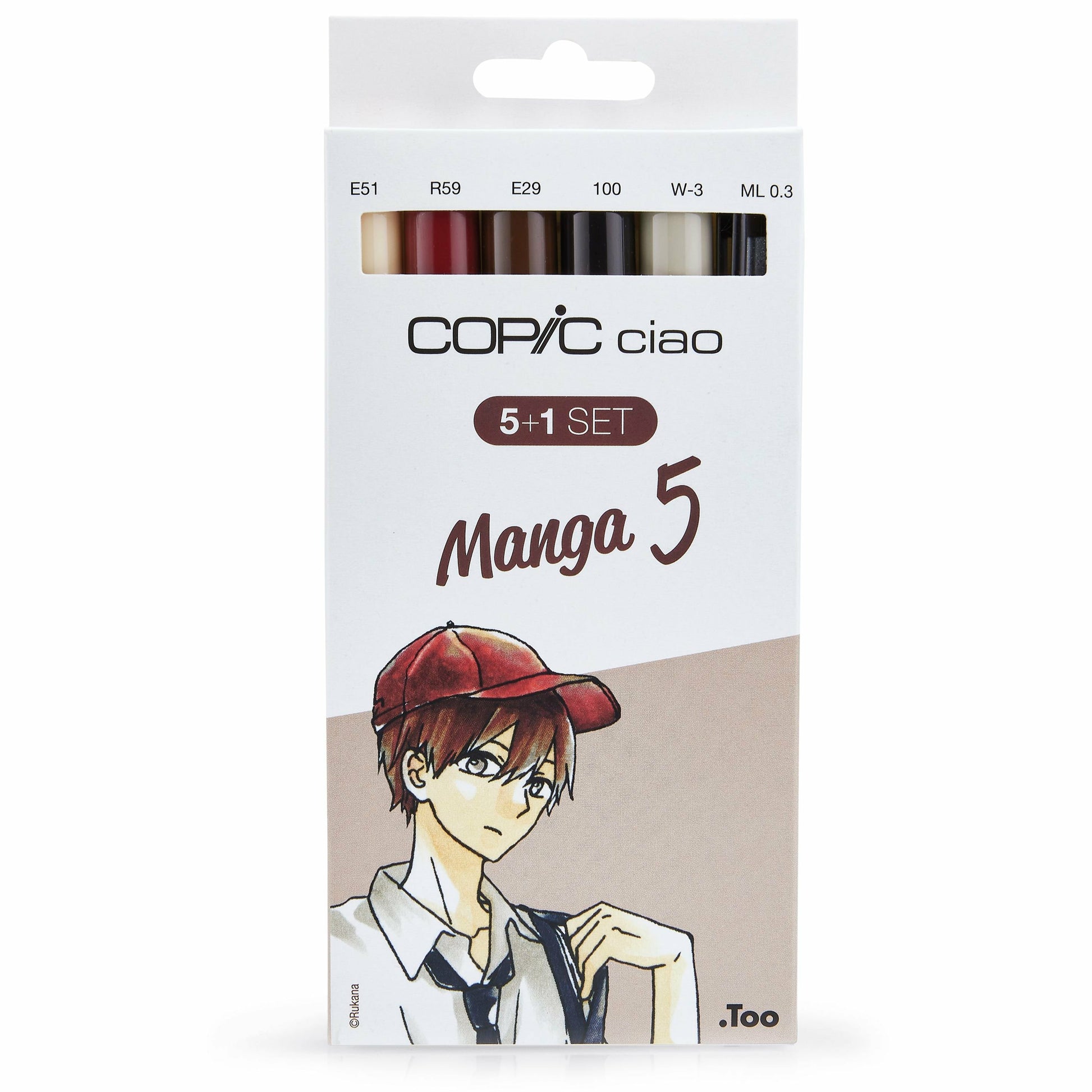 Copic Ciao Brush Pen – Doppelspitze, Kombi (Meissel + Pinsel), alkoholbasiert, 6er Set, Manga