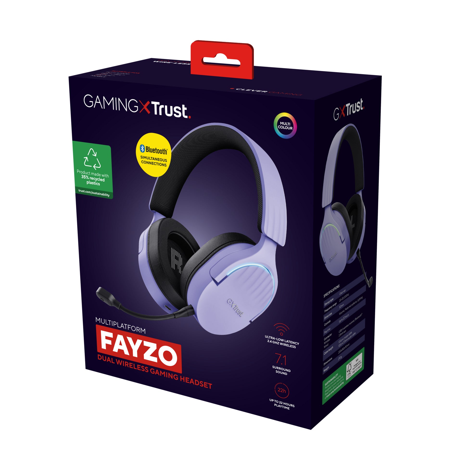 Trust GXT 491P FAYZO – Over-Ear Gaming-Headset – USB-A, Surround-Sound, Stummschaltung – Schwarz/Violett