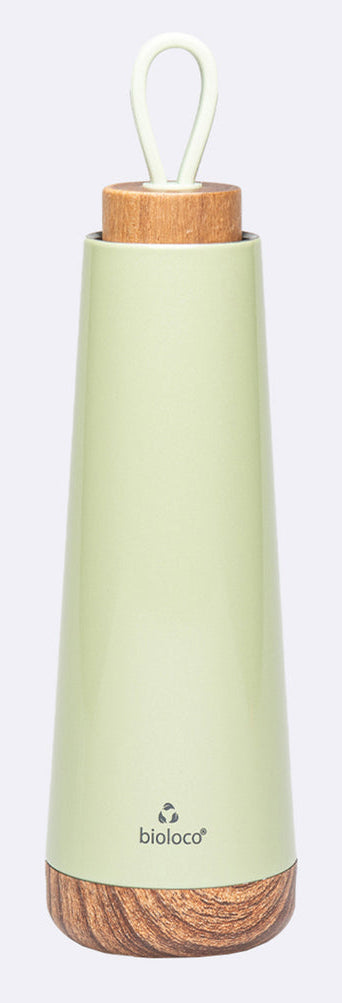 BioLoco Loop-Light Isolierflasche 500 ml – doppelwandig 18 h heiss/12 h kalt, Edelstahl, Hellgrün