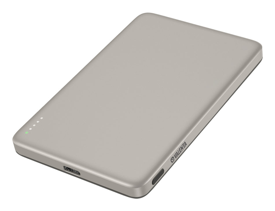 Valenta MagSafe Powerbank 5'000 mAh – 5 W PD, 15 W MagSafe, 1× USB-C, silber