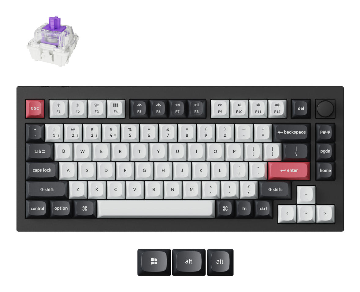 Keychron Q1 HE – Gaming-Tastatur 75% – Mechanisch, RGB – Bluetooth & 2,4 GHz, USB-C – QWERTZ (CH)