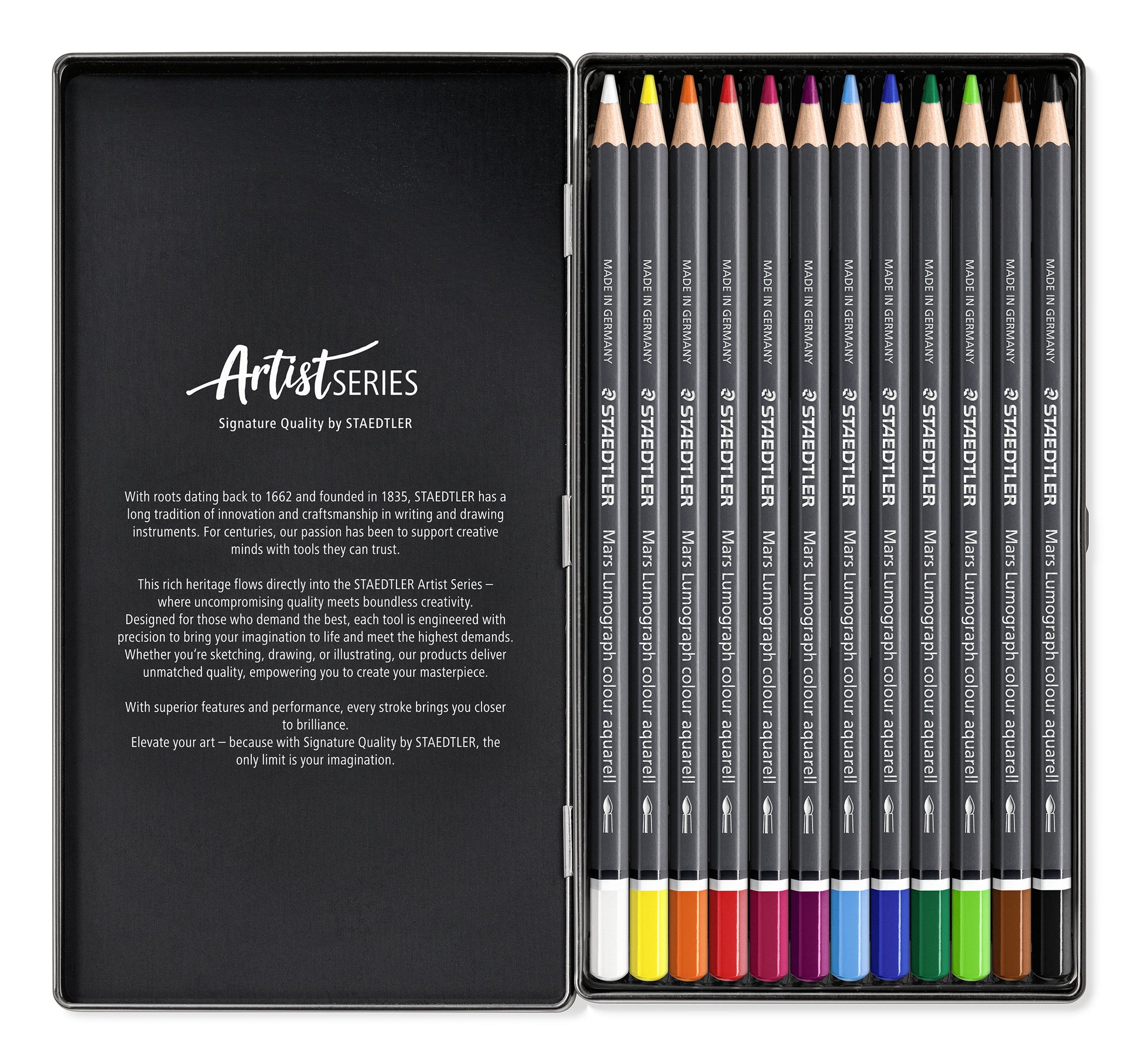 STAEDTLER Artist Line Aquarellfarbstifte – 12 Farben, lichtbeständig, Minen-Ø 3,6 mm
