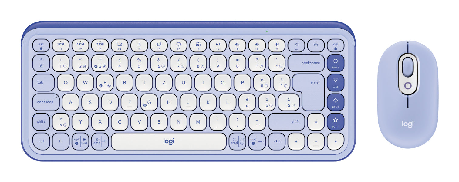 Logitech Pop Icon Combo – Tastatur-Maus-Set – Mini – Schere – Bluetooth – QWERTZ (CH) – Lila/Weiss