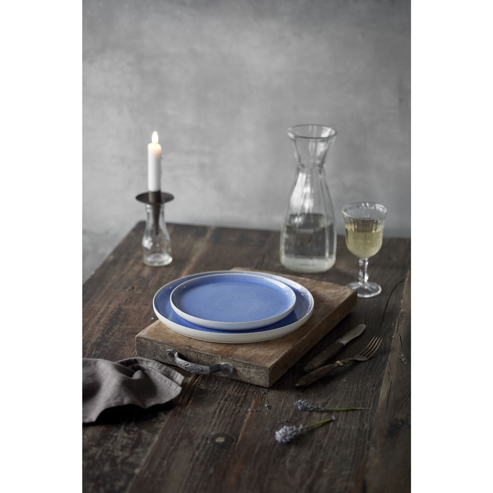 Studio Round Frühstücks- & Dessertteller North – Ø 21 cm, Steinzeug, Eisblau/Weiss, spülmaschinenfest