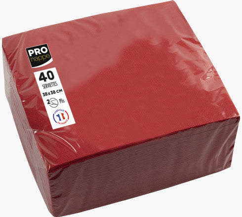 PRONAPPE Servietten – rot – 38 × 38 cm, 2-lagig – 40 Stück