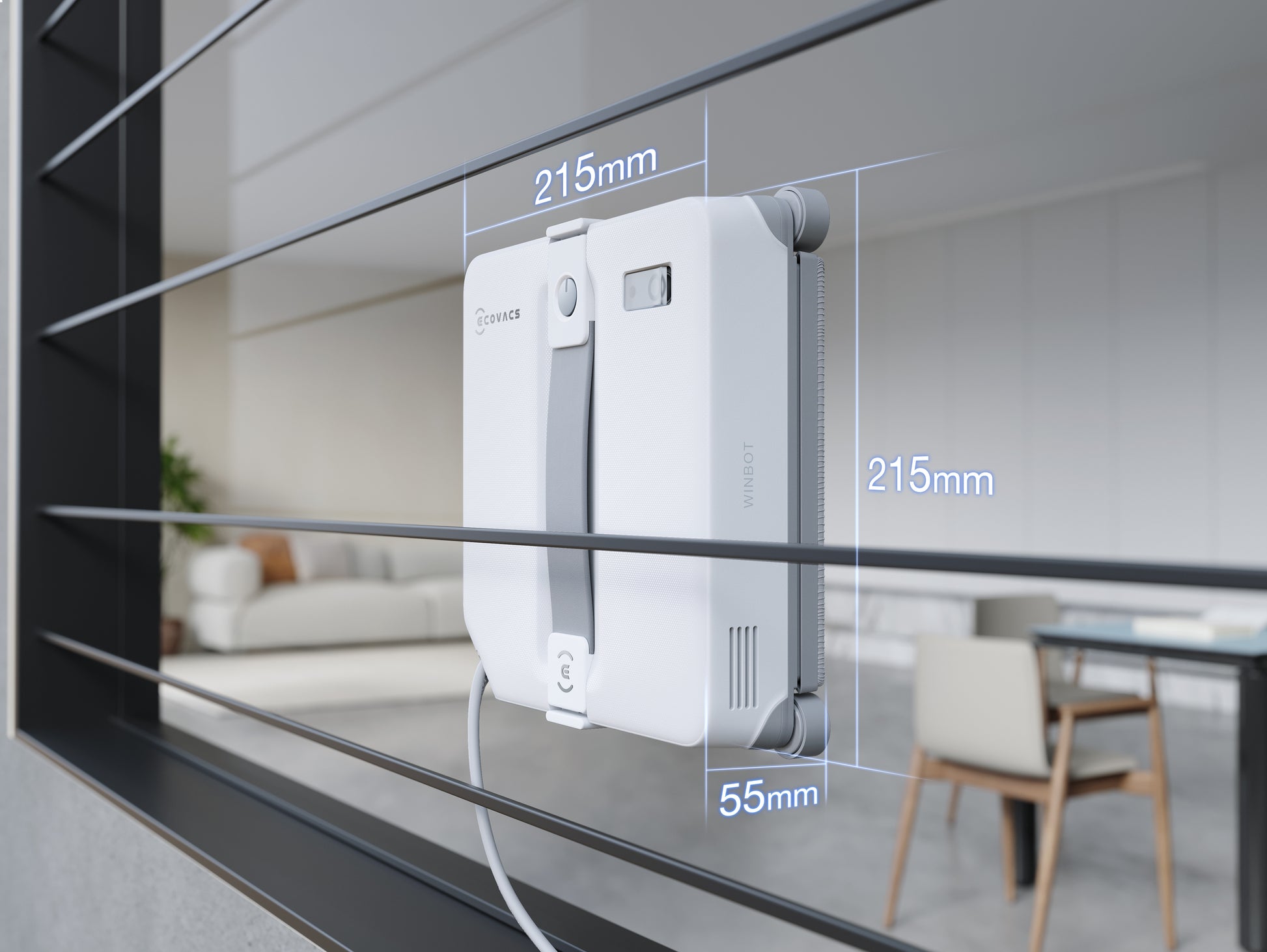 Ecovacs Fensterreiniger WINBOT MINI 2 – 0,23 l – weiss/grau – Akku – 21,5 × 21,5 × 5,5 cm