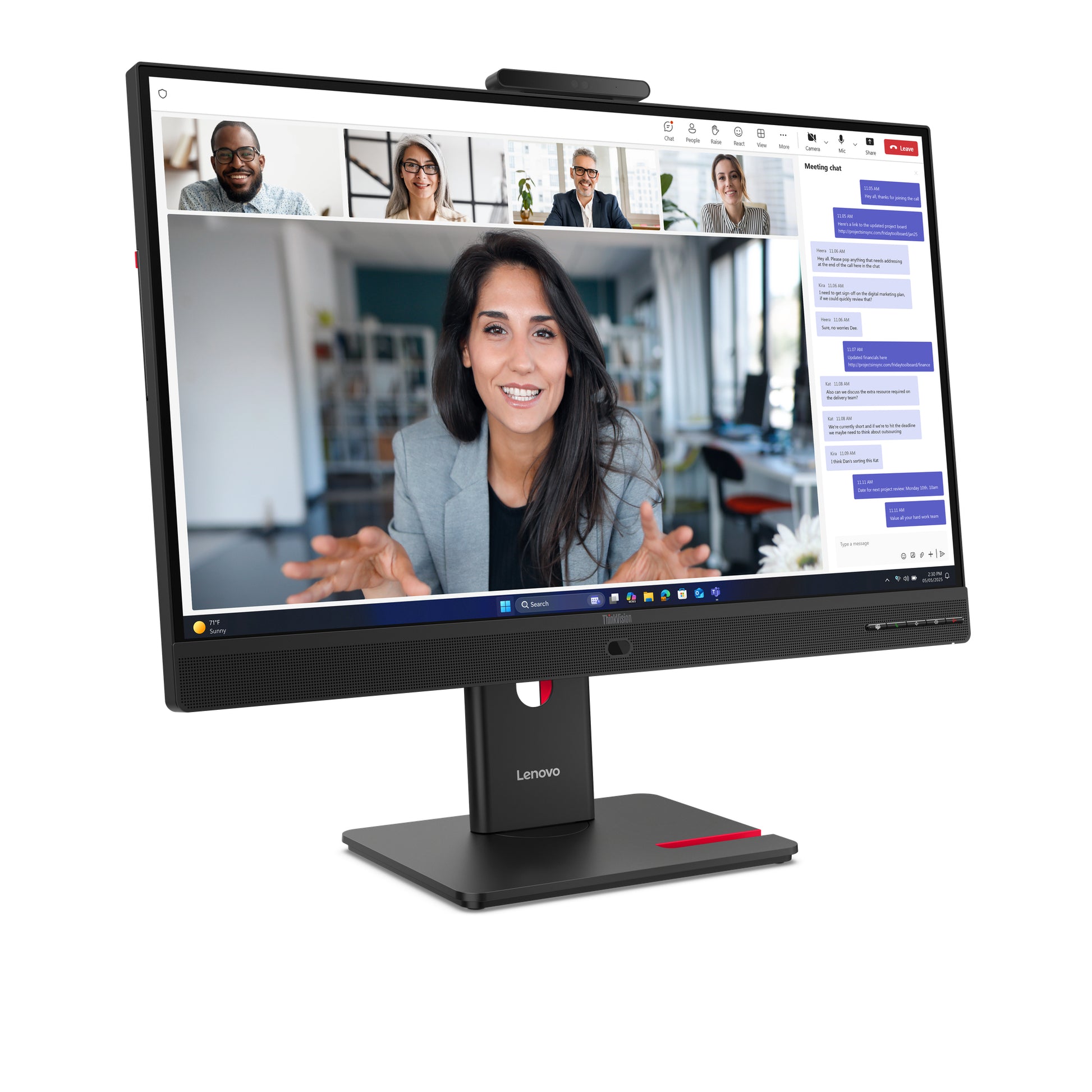 Lenovo ThinkVision T24-4v – 23,8", 1920 × 1080 (Full HD), IPS, 120 Hz, Webcam