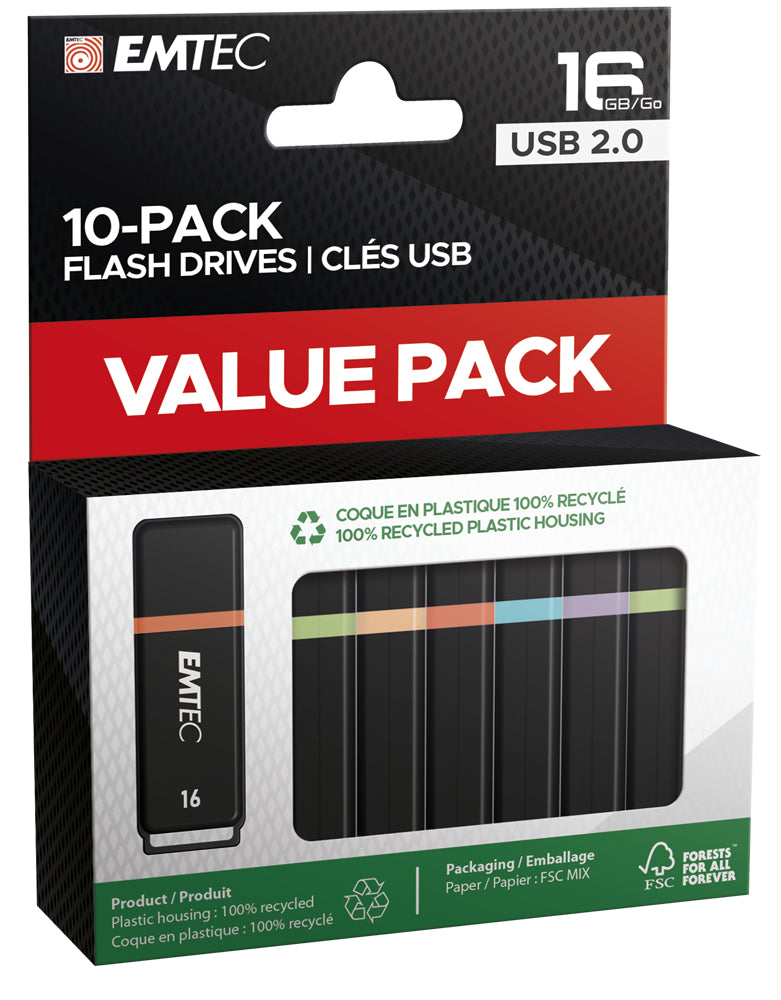 Emtec K100 Mini USB-Stick – 16 GB, USB 2.0, 10er-Pack