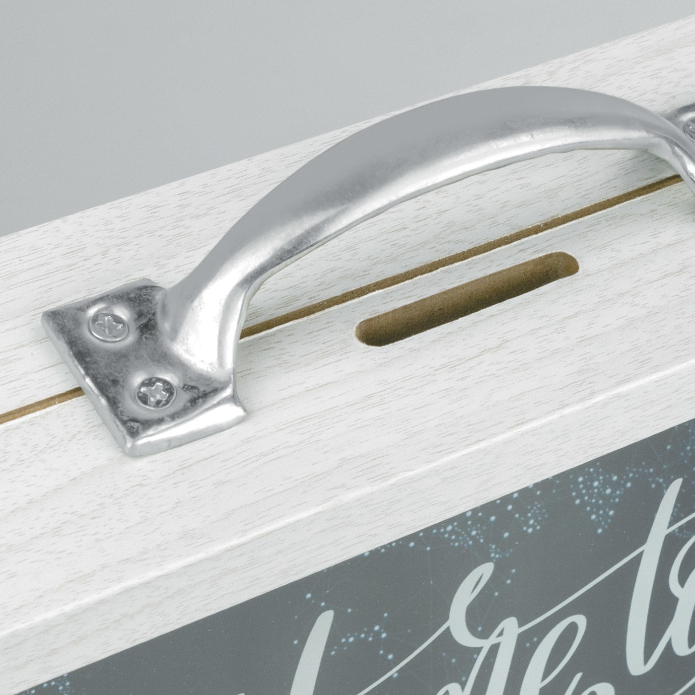 ZEP Spardose Schriftzug – Glas & Metall & Holz, weiss – 17 × 21 × 6,5 cm