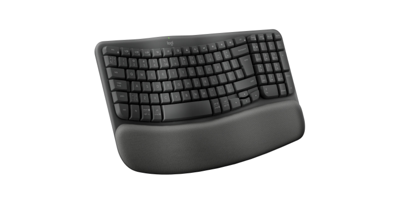 Logitech Wave Keys Ergonomisch – Tastatur, Kabellos (Bluetooth/2,4 GHz), US-Layout (EN), Ergonomisch, Grau