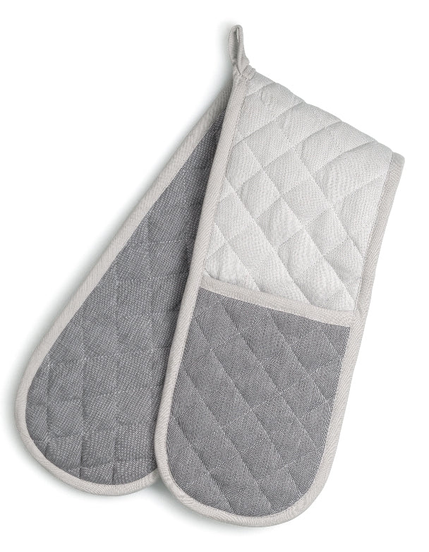 Kela Ofenhandschuhe 18 × 90 cm, Baumwolle, Grau/Hellgrau, Grösse S/M
