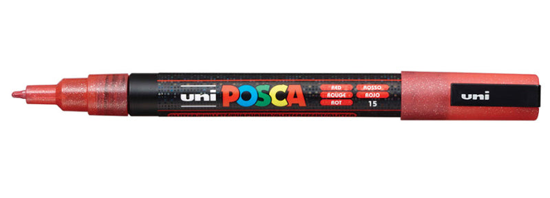 Uni-Ball POSCA Kreativ-/Pigmentmarker – rot, feucht abwischbar, geruchlos – für viele Oberflächen