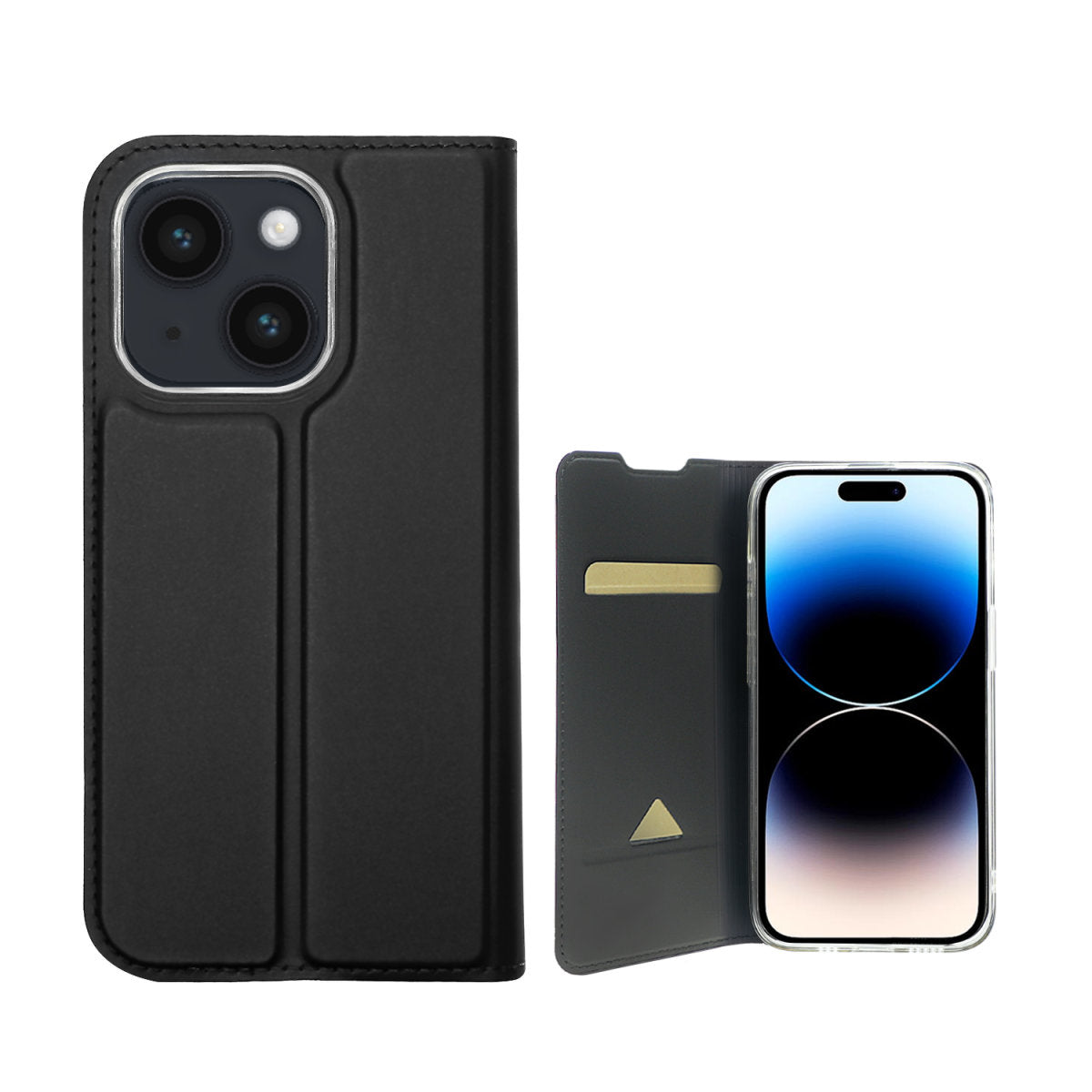 4smarts Urban Lite Folio – für Apple iPhone 15 Plus, mit Ständer, mit Kartenfach, TPU, schwarz