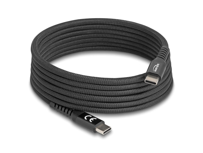 DeLOCK USB-C auf USB-C Kabel – USB 2.0 (480 Mbit/s) – 2 m – PD 60 W – Textilmantel, magnetisch – Schwarz
