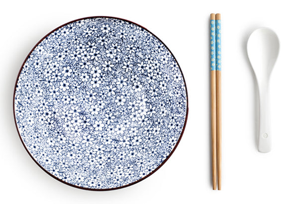 Ibili Nudelsuppenschale Sapporo – 4-teiliges Set, 1,2 l, Ø 20,7 cm, Porzellan, spülmaschinenfest