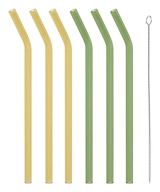 Furber. Trinkhalme – 19 cm, Glas, Grün, 6 Stk., inkl. Bürste