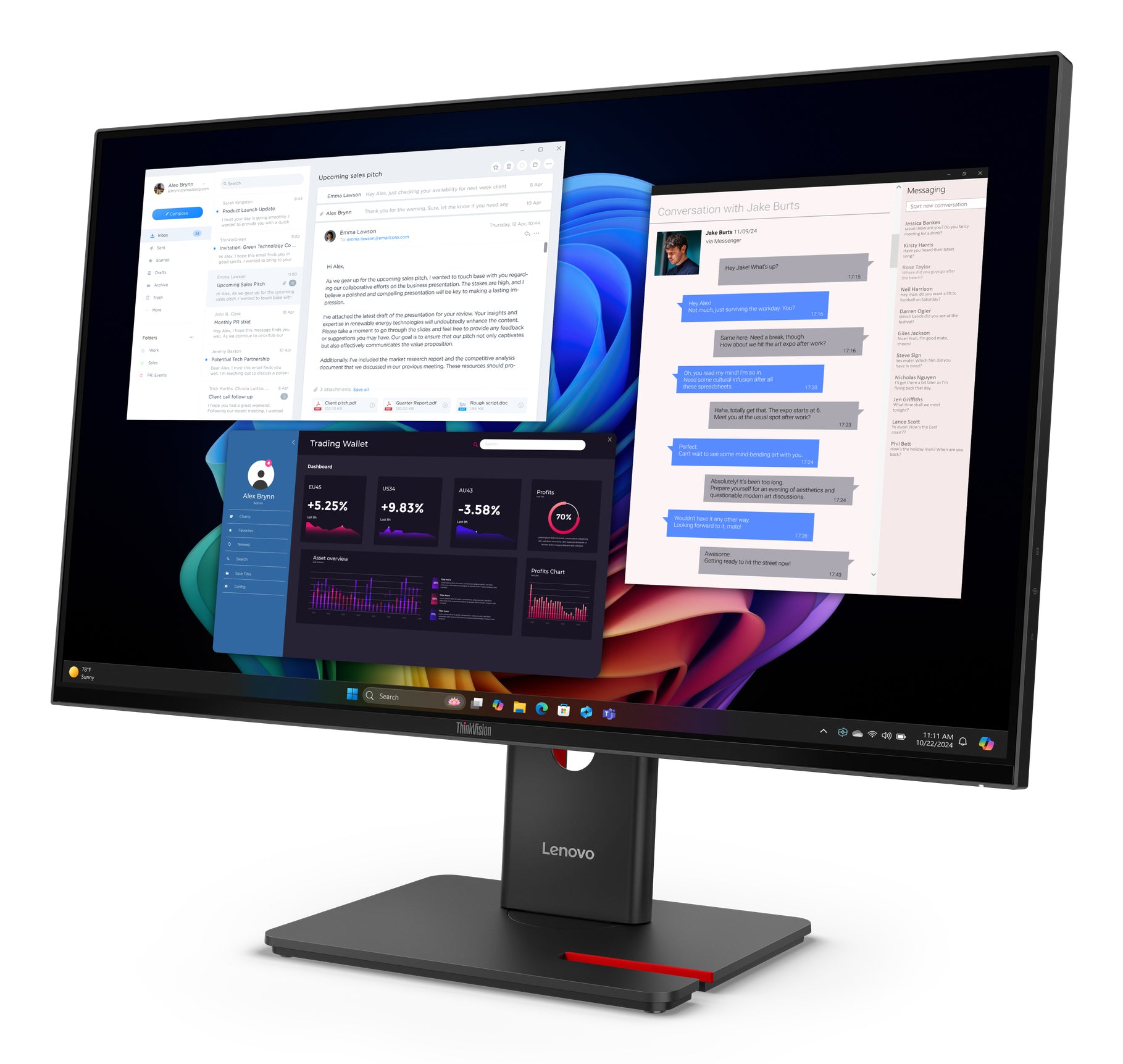 Lenovo ThinkVision T27UD-40 TS – 27", 3840 × 2160 (4K), IPS, USB-C 100 W, LAN