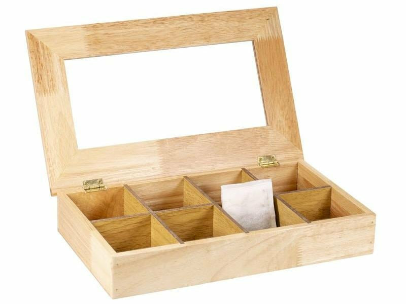 Kadastar Teebeutelbox Bambus, 8 Fächer, 33,5 × 20,3 × 6 cm