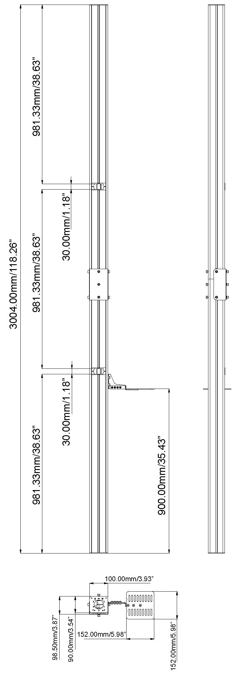 Vision Säulenhalterung – bis 150 kg, höhenverstellbar, für VFM-W4X4, VFM-W4X6, VFM-W6X4 und andere – VFM-POST