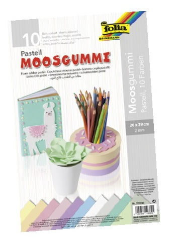 Folia Moosgummi – sortiert – 200 × 290 mm, 10 Blätter, 2 mm