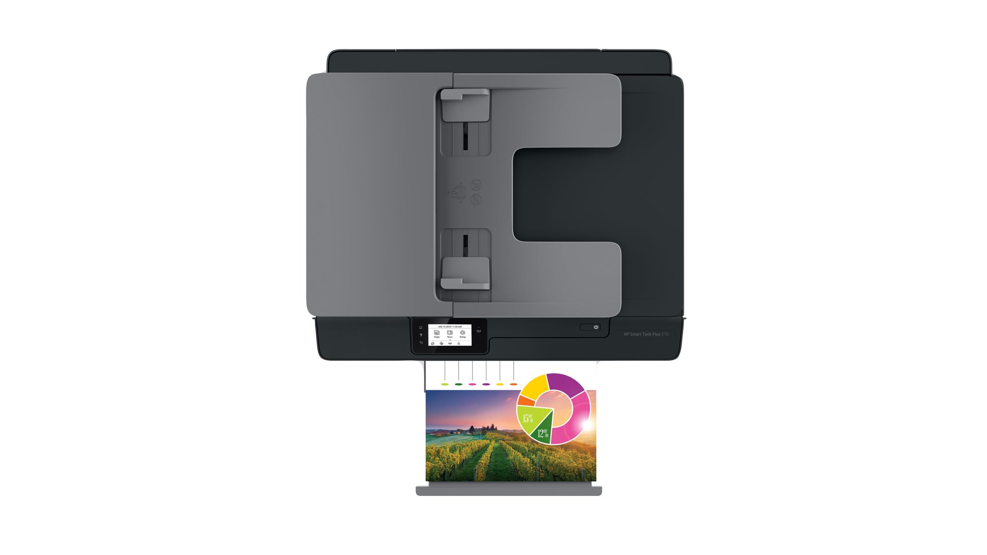 HP Smart Tank Plus 570 Wireless – Farbiger Tintenstrahl-MFP A4, 3-in-1 – USB/WLAN – Duplex, ADF – 11 ppm S/W