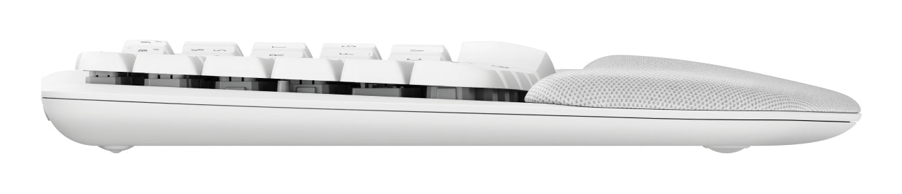 Logitech Wave Keys – Ergonomische Tastatur – Bluetooth & 2,4 GHz (Logi Bolt USB‑A) – QWERTY (Nordic) – Weiss