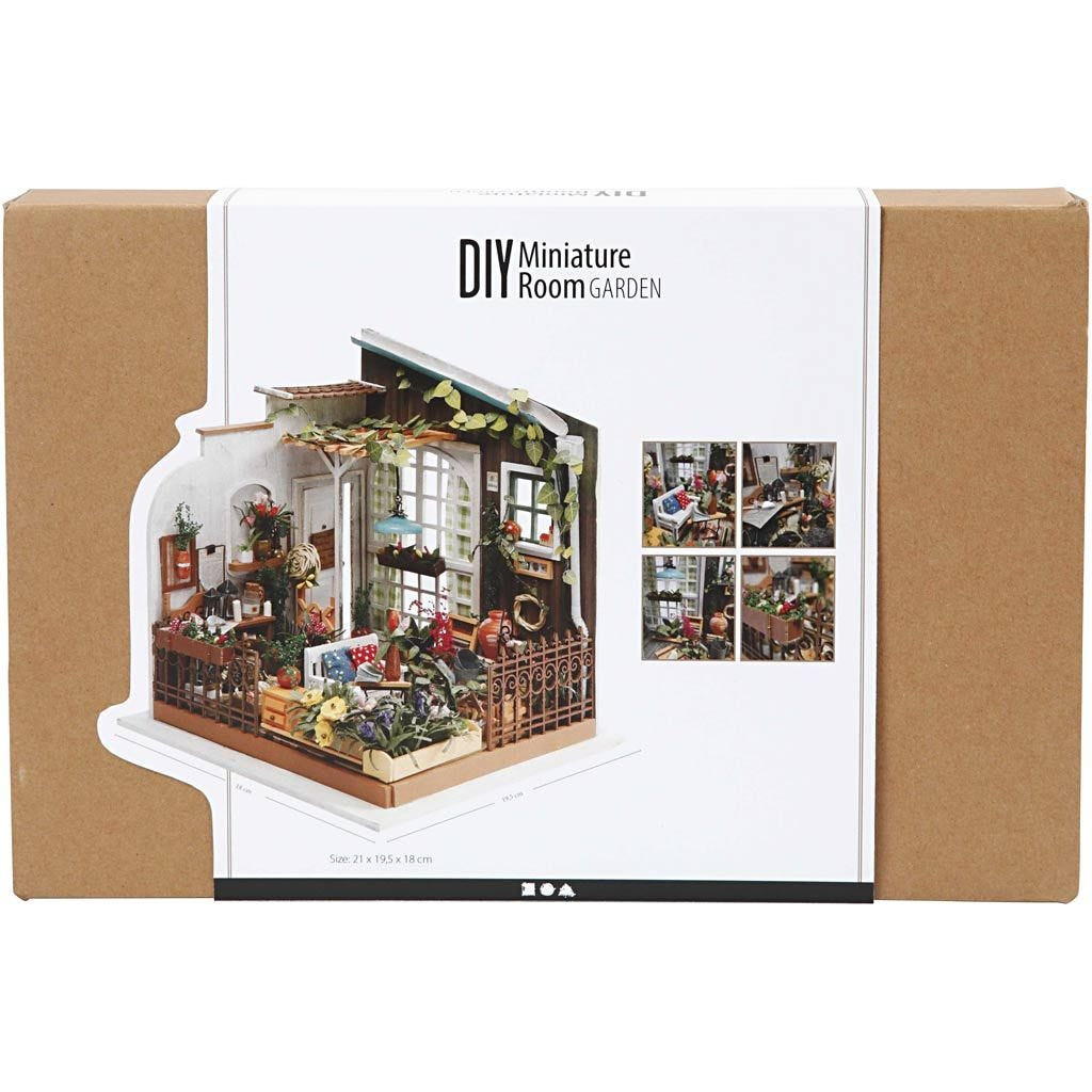 Creativ Company Miniaturweltset – Bastelset – Garten – 19,5 × 21 cm – Holz, mehrfarbig