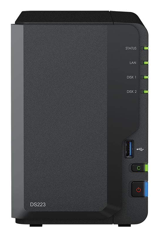 Synology DS223 – 2-Bay Desktop NAS – Realtek RTD1619B, 2 GB RAM, 1GbE, DSM, 16 TB HDD vorinstalliert