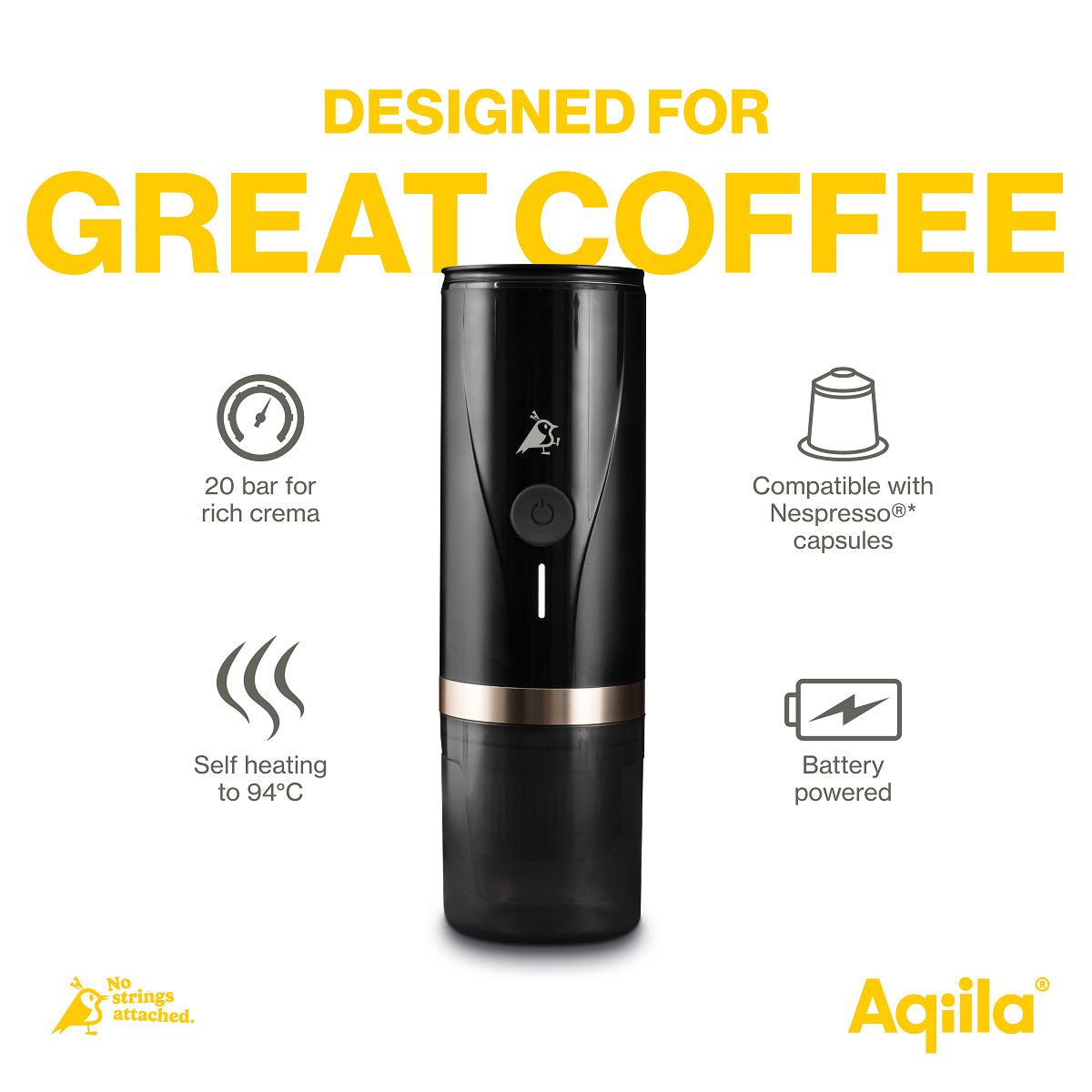 Aqiila Kapselmaschine – für Nespresso, 0,1 l, 28,3 × 16,8 × 9,8 cm