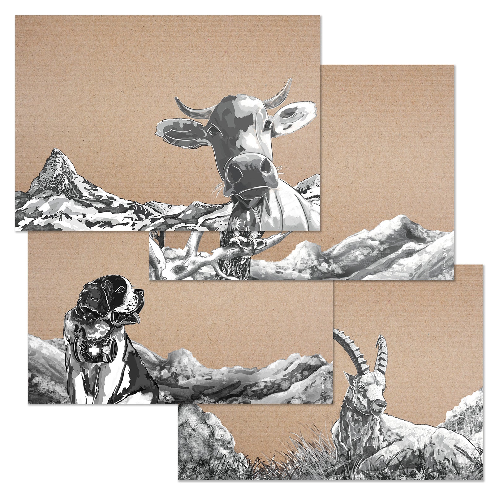Trendform Tischset BELLA & FRIENDS, Papier, Herbst-Motiv (Tiermuster) – 42 × 29,7 cm – FSC