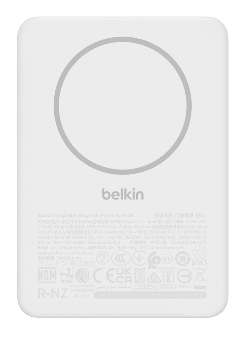 Belkin MagSafe Powerbank 5000 mAh, 1× USB-C, für iPhone (MagSafe), Weiss