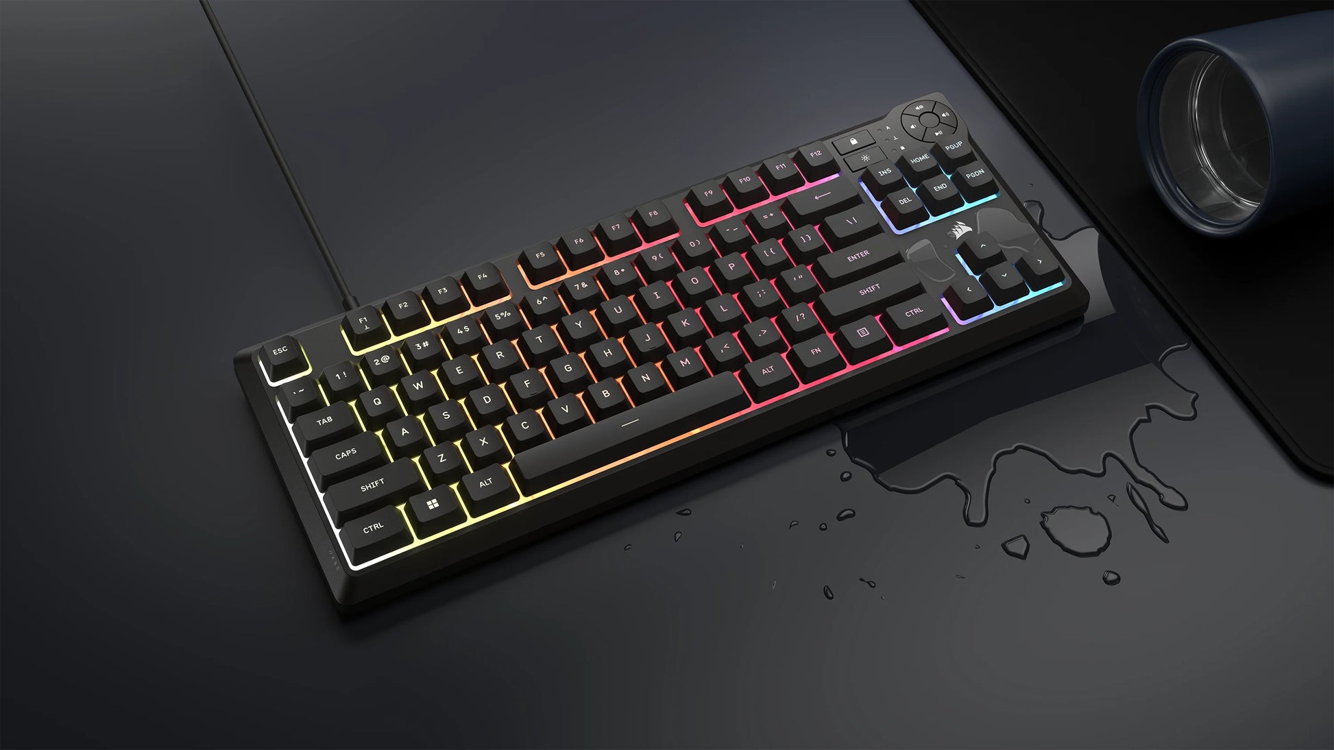 Corsair K55 CORE TKL – Tastatur, kabelgebunden, CH-Layout (DE-CH), TKL (ohne Ziffernblock), Membran