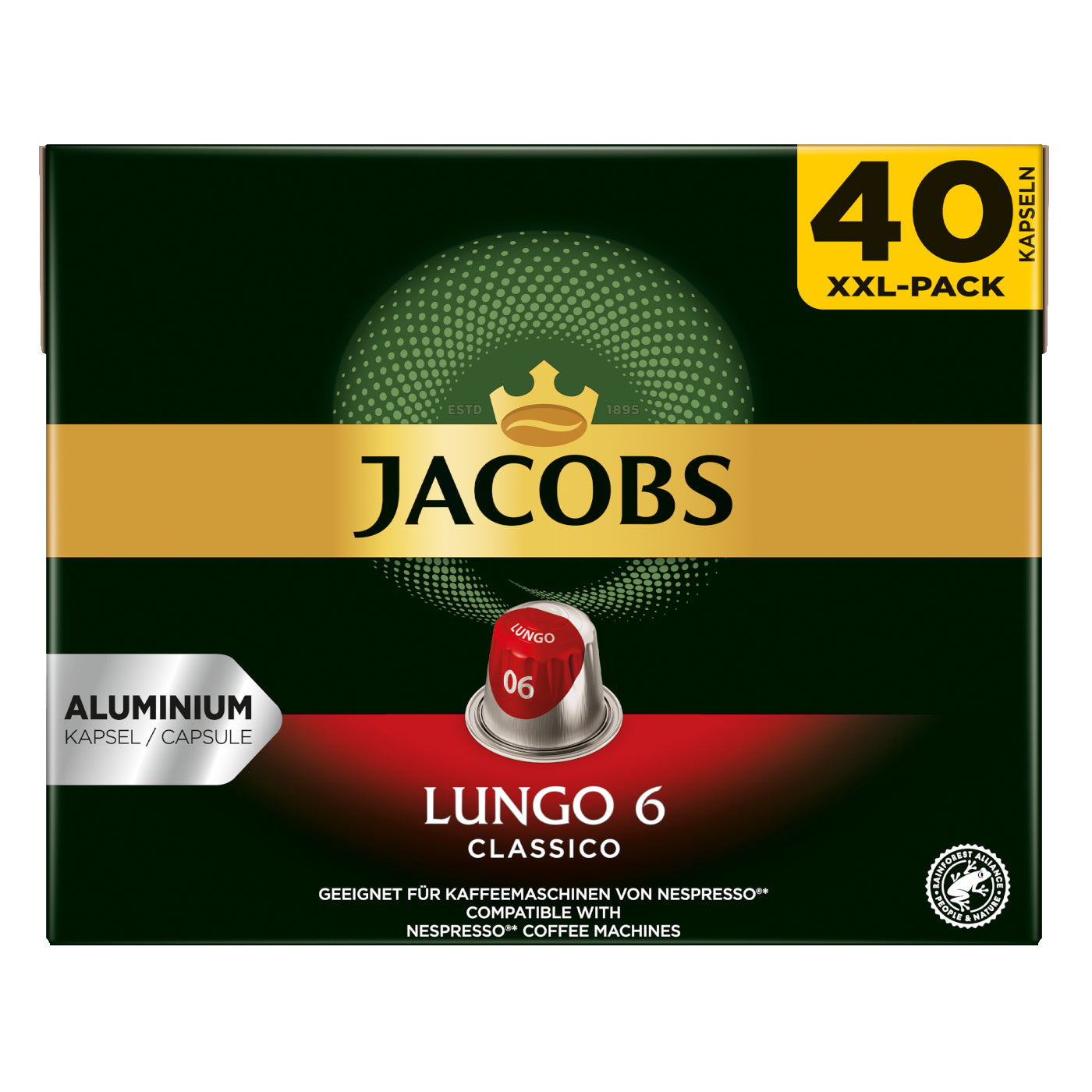 Jacobs Classico – Kapseln für Nespresso – Lungo, Intensität 6, 200 Kapseln