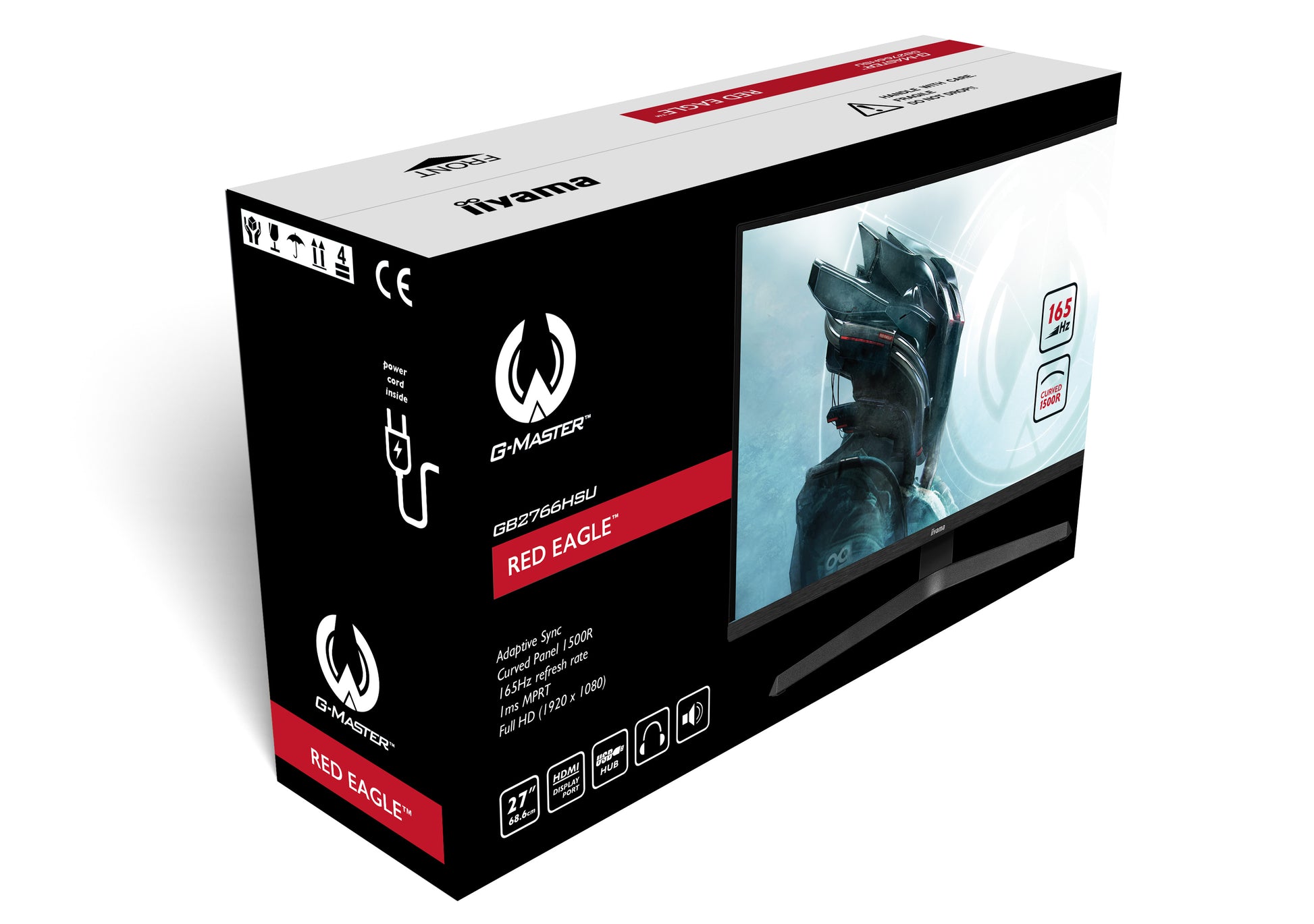 iiyama GB2766HSU-B1 – Monitor, 27", 1920 × 1080 (Full HD), VA, 165 Hz, 250 cd/m², Curved, Schwarz