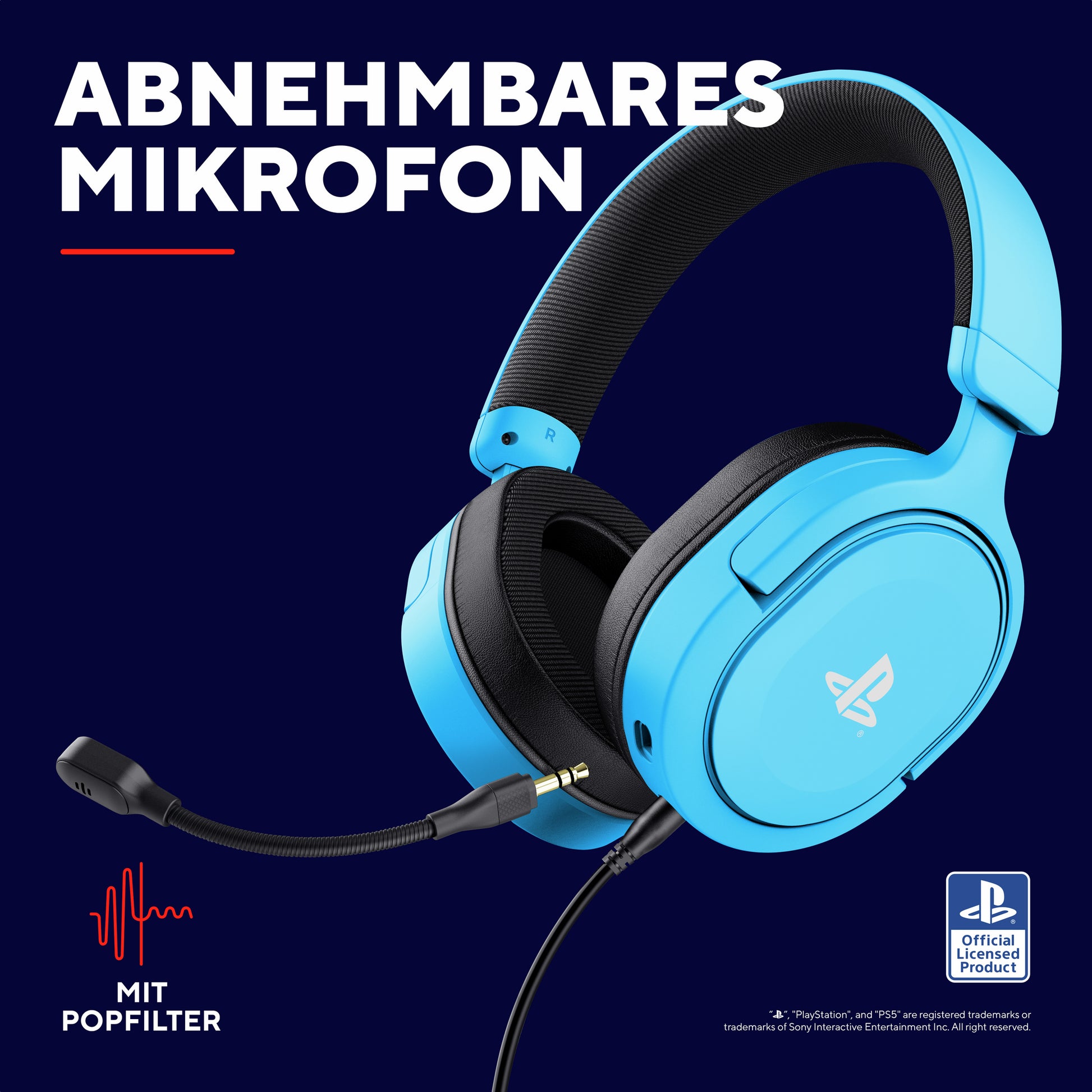 Trust GXT498B Forta Gaming-Headset – Over-Ear, Stereo, 3,5 mm Klinke, für PS5, PS4 und andere, Blau
