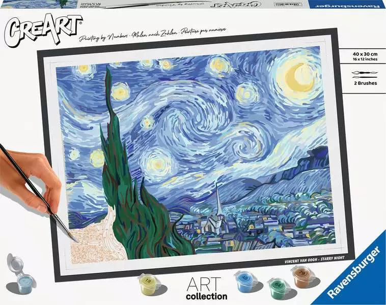 Ravensburger Malen-nach-Zahlen-Set – Van Gogh Die Sternennacht – 30 × 40 cm – 1-teilig – ab 12 Jahren