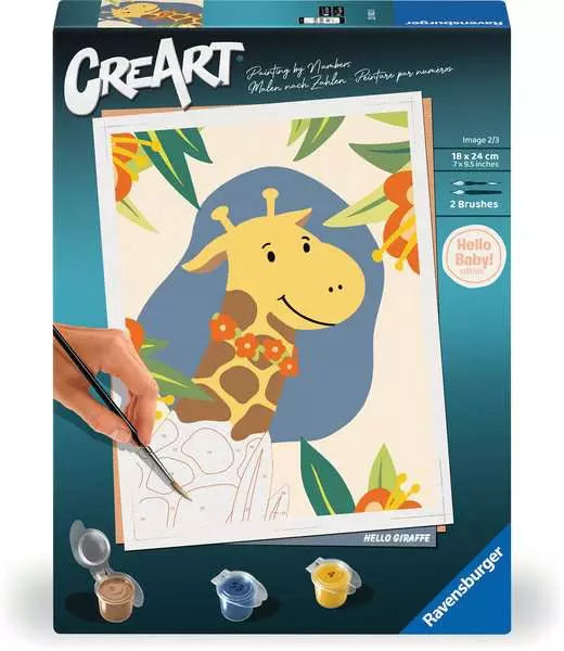 Ravensburger CreArt – Malen-nach-Zahlen-Set – Hello Giraffe – 18 × 24 cm – ab 12 Jahren