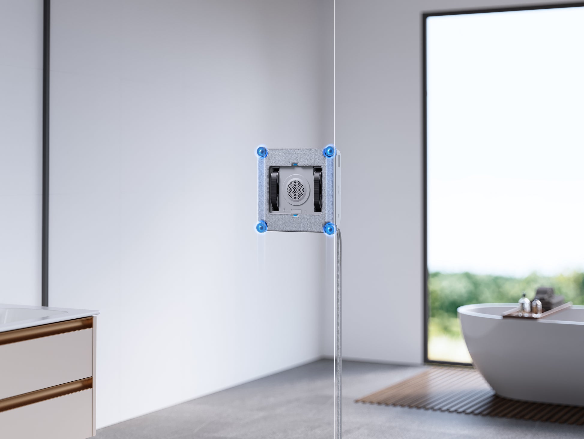 Ecovacs Fensterreiniger WINBOT MINI 2 – 0,23 l – weiss/grau – Akku – 21,5 × 21,5 × 5,5 cm