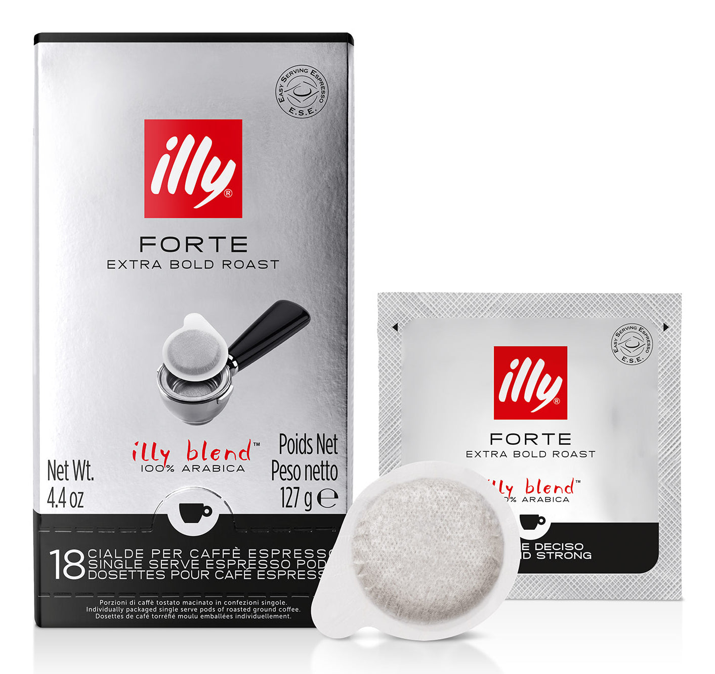 Illy Forte Espresso – Kaffeepads für E.S.E. – Espresso, Intensität 9, 18 Pads