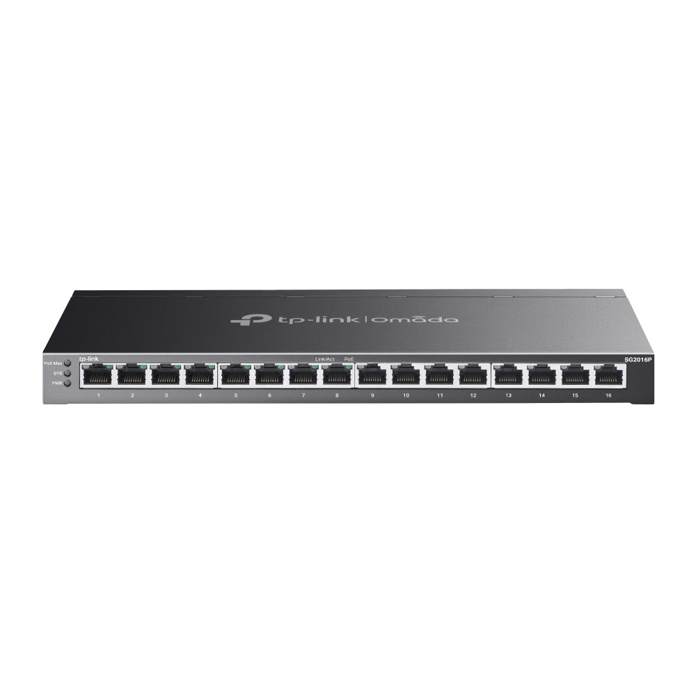 TP-Link SG2016P – Managed Switch – 16×GbE, L2/L2+, PoE+ 120 W, 19" Rack