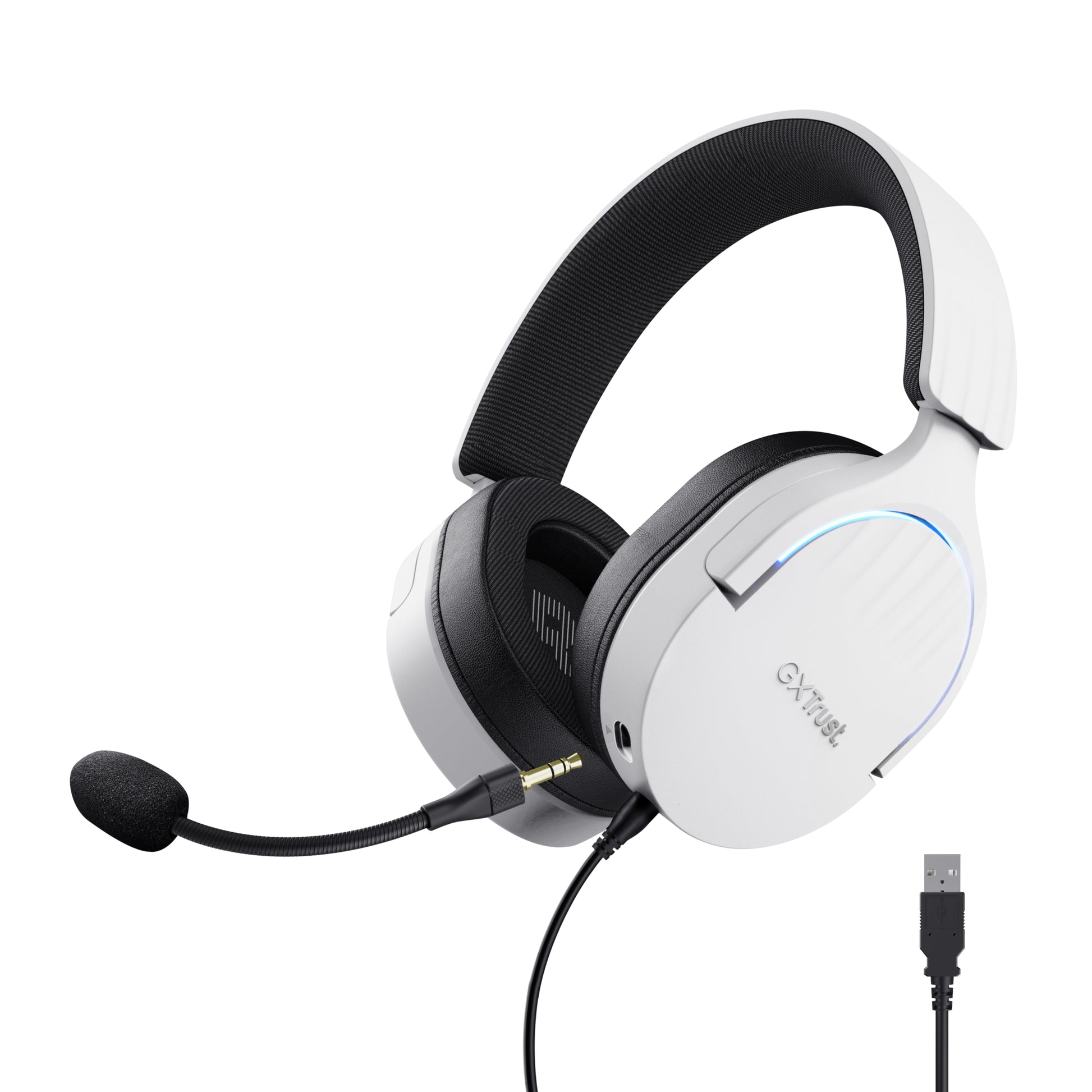 Trust GXT490 FAYZO Gaming-Headset – Over-Ear, Stereo, Verkabelt (USB-A), ANC, Weiss