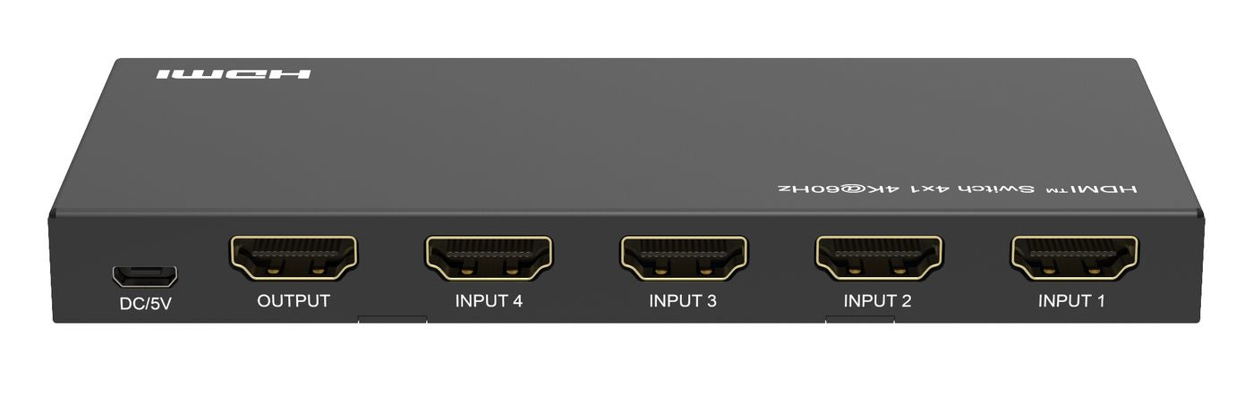 MicroConnect HDMI-Umschalter 4K 60 Hz – MC-HDMISWITCH0401-4K, 4 × 1, HDCP 2.2