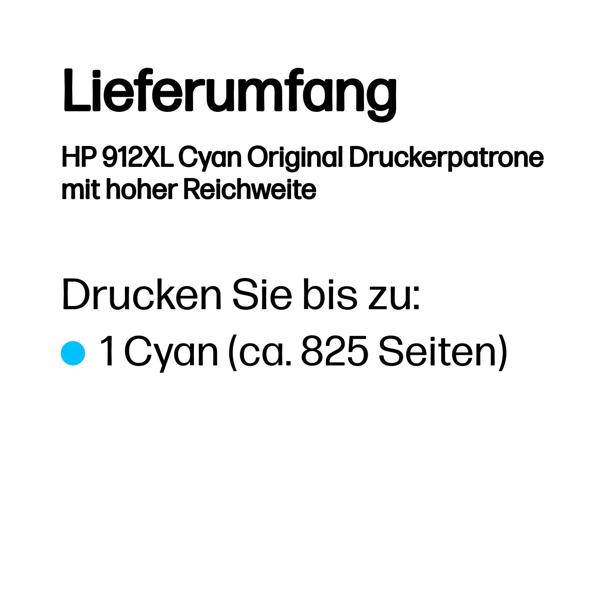 HP 912XL Cyan Tintenpatrone (Original) – 700 Seiten – für HP OfficeJet/OfficeJet Pro